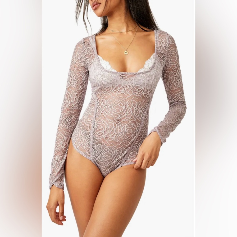 Free People In My Head Sheer Lace Bodysuit